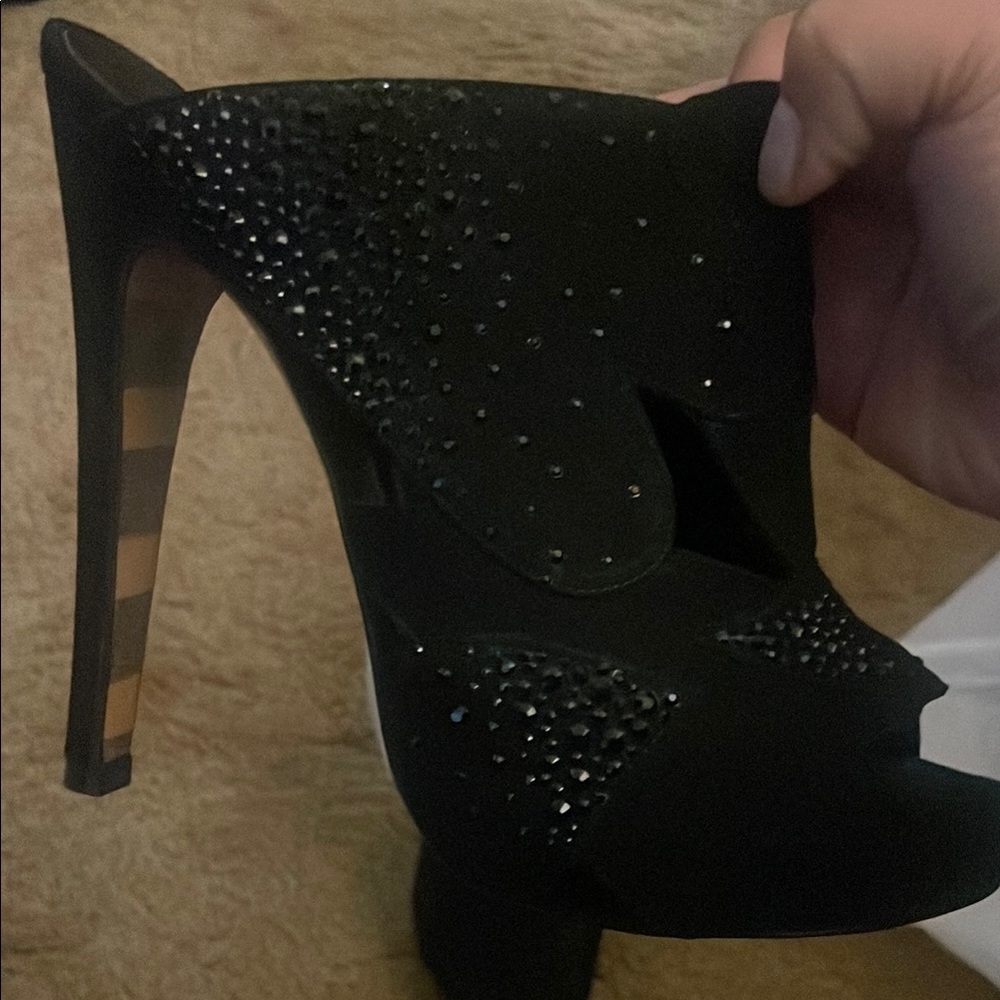 Black High Heel with Rhinestone Detailing